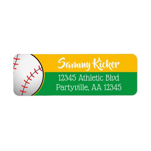 Green  Gold Baseball Address Label