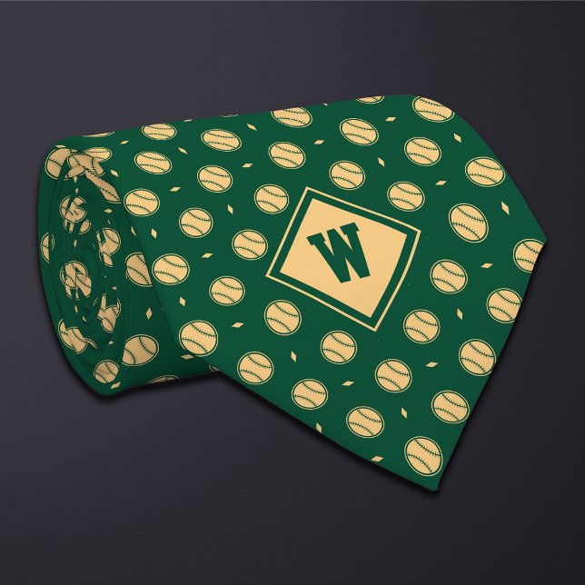 Green Gold Baseball Icon Necktie (Creator Uploaded)
