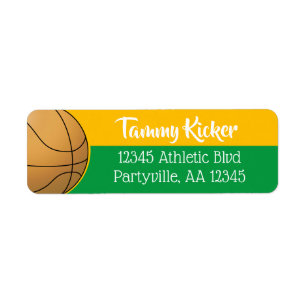 Green & Gold Basketball Address Label