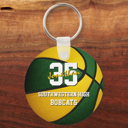 green gold basketball club team colors keychain