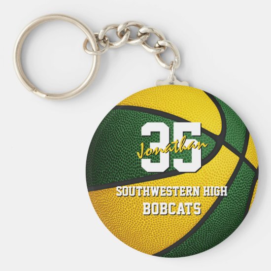 green gold basketball club team colors keychain
