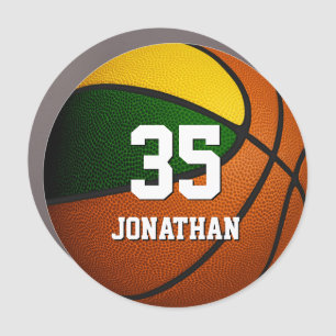 green gold basketball school colors locker or car magnet