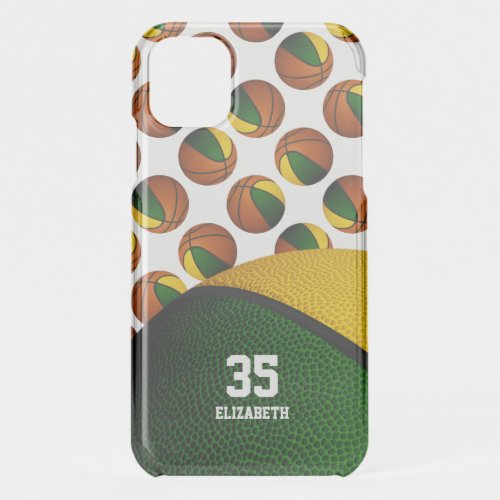 Green gold basketball sports team colors  iPhone 11 case