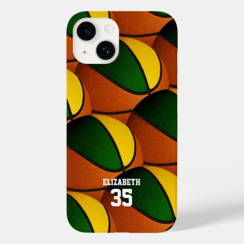 Green gold basketball team colors boys girls Case_Mate iPhone 14 case