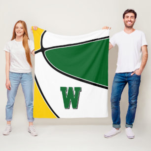 green gold basketball team colors boys girls fleece blanket