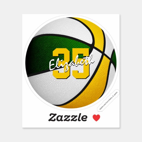 green gold basketball team colors player name sticker