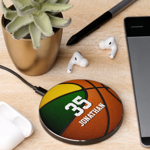 green gold basketball team colors wireless charger 