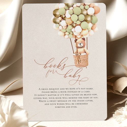 Green Gold Bear Balloons Baby Books Enclosure Card