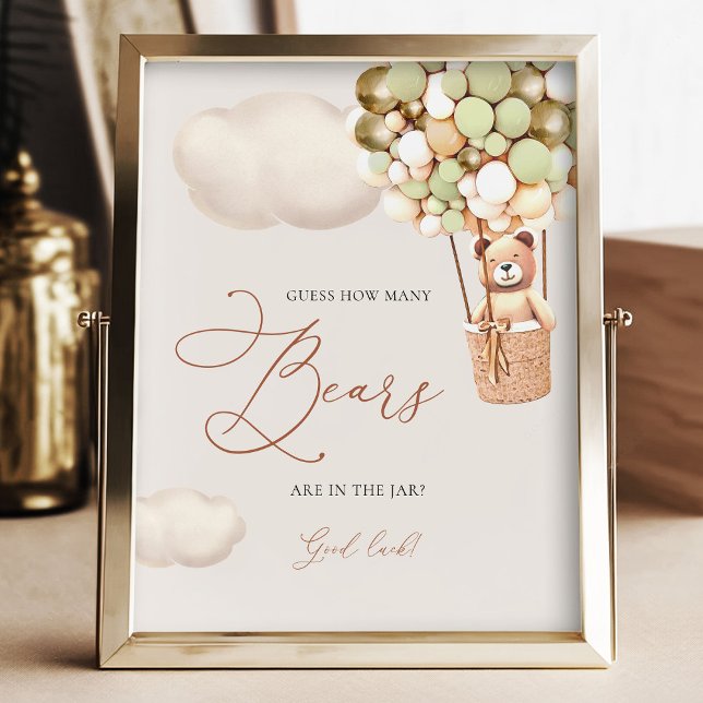 Green Gold Bear Balloons Guess How Many Bears Sign (Creator Uploaded)