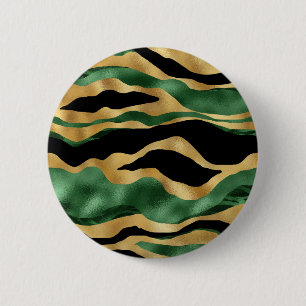 Green Gold Black Glitter Waves Button