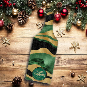 Green Gold Black Glitter Waves  Cutting Board