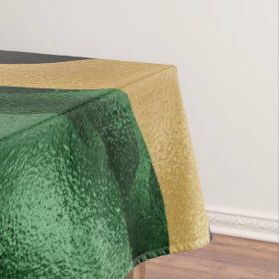 Green Gold Black Glitter Waves Tablecloth