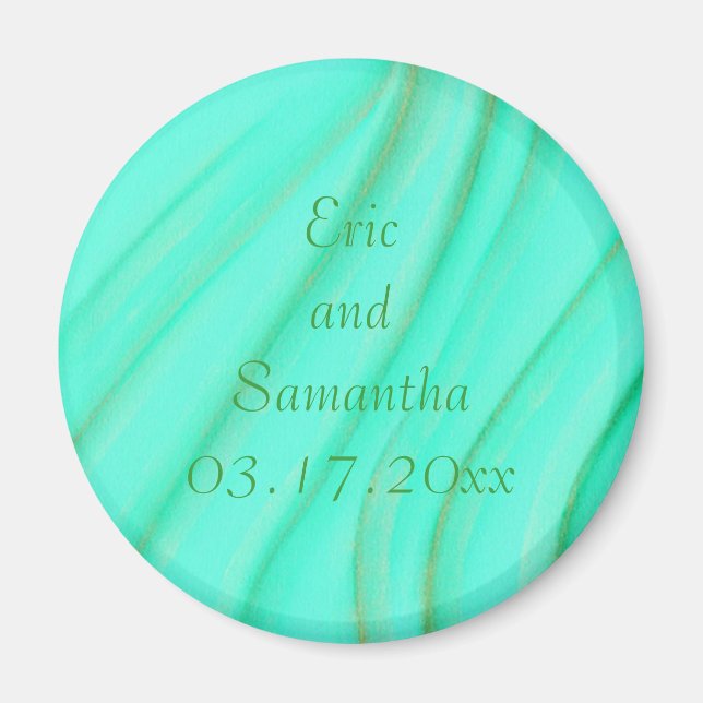 Green & Gold blends Save the date wedding magnets (Front)