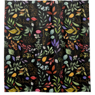 Green Gold Blue Leaves Shower Curtain