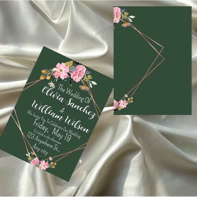 Green Gold Blush Pink Country Wedding  Invitation (Creator Uploaded)