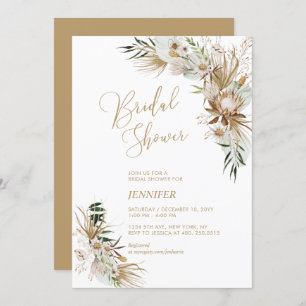 Green & Gold Boho Botanical Bridal Shower Invitation
