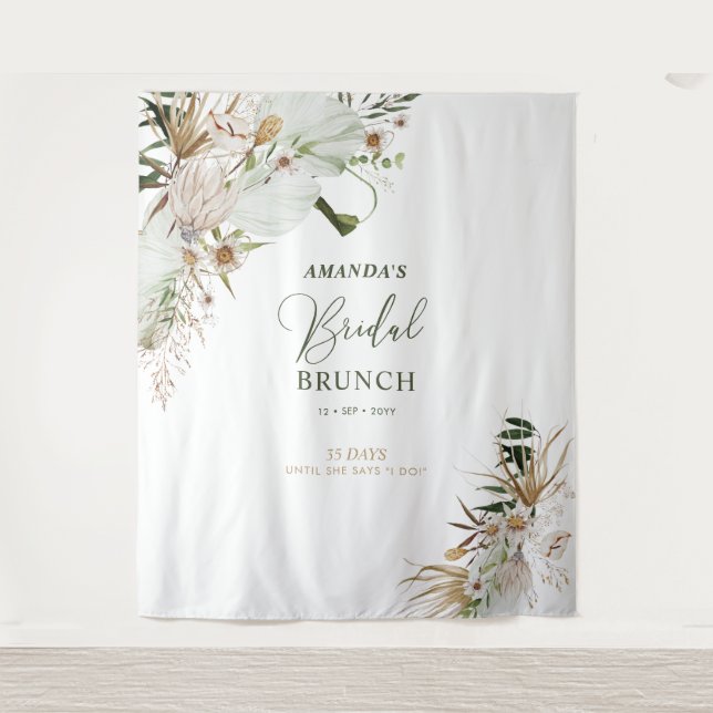 Green & Gold Boho Bridal Shower Brunch Backdrop (Front)