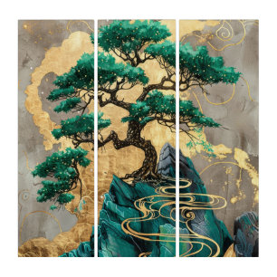 Green& Gold Bonsai Tree Japanese Kintsugi Art