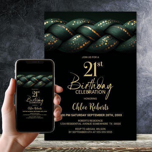 Green Gold Braid 21st Birthday Party