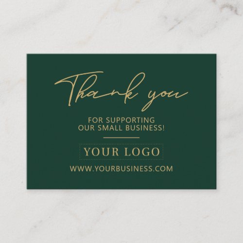 Green  Gold Business Logo Packaging Thank you Business Card