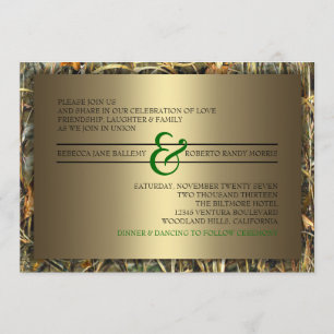 Green & Gold Camo Wedding Invitations