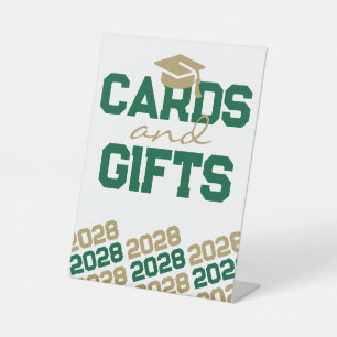 Green & Gold Cards & Gifts Graduation Table Pedestal Sign