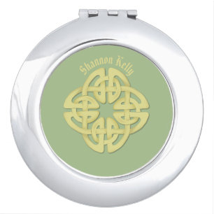 Green Gold Celtic Cross Custom Compact Mirror