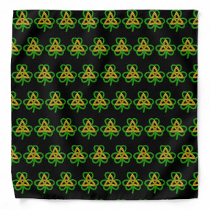 Green Gold Celtic Trinity Knot Shamrock Bandana