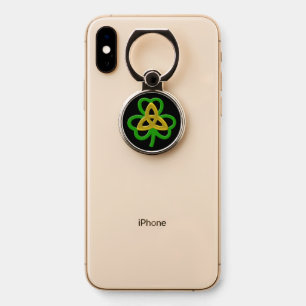 Green Gold Celtic Trinity Knot Shamrock Phone Ring Stand