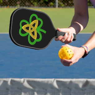 Green Gold Celtic Trinity Knot Shamrock Pickleball Paddle
