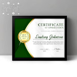Green & Gold Certificate of Appreciation Flyer<br><div class="desc">Professional Certificate of Appreciation Award Features Green & Gold Gradient Tones,  Medal & Green Stars. Customize To Your Liking.</div>