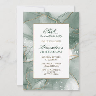 Green Gold Chic Luxury Surprise 74th birthday Invitation