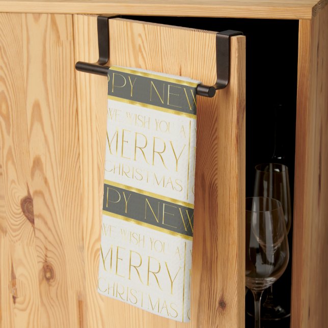 Green Gold Christmas Pattern#35 ID1009 Kitchen Towel (Thirds Fold)