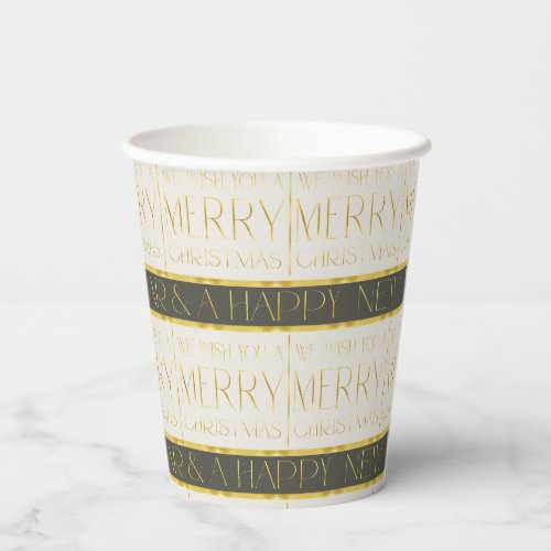 Green Gold Christmas Pattern35 ID1009 Paper Cups