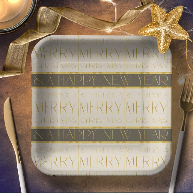 Green Gold Christmas Pattern#35 ID1009 Paper Plates (Creator Uploaded)