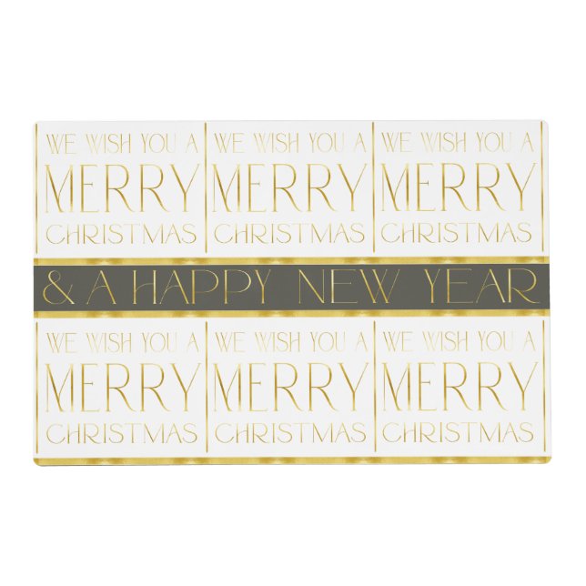 Green Gold Christmas Pattern#35 ID1009 Placemat (Front)