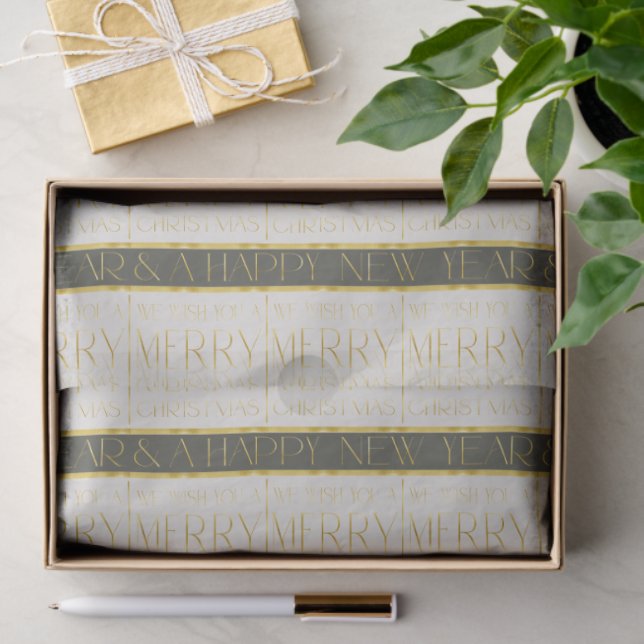 Green Gold Christmas Pattern#35 ID1009 Tissue Paper (Gift)