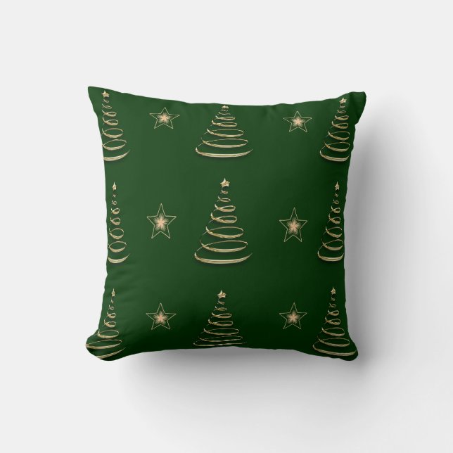 green gold christmas tree  throw pillow (Front)