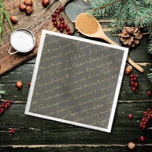 Green Gold Christmas Typography Pattern36 ID1009 Paper Dinner Napkins