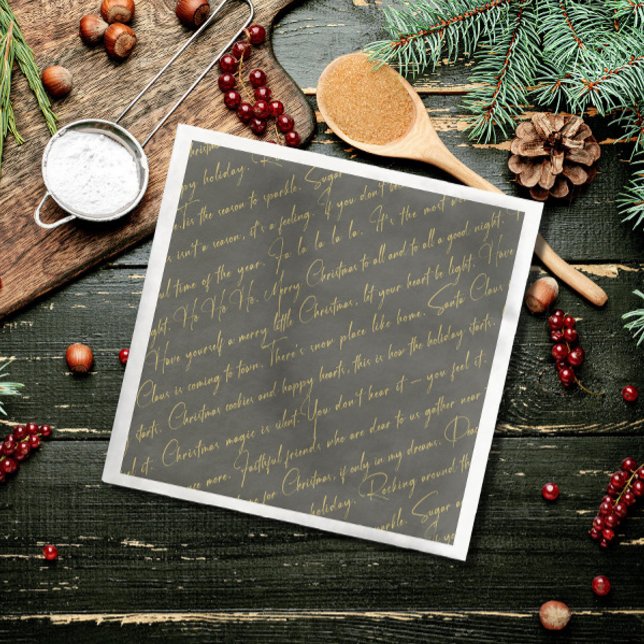Green Gold Christmas Typography Pattern36 ID1009 Paper Dinner Napkins (Creator Uploaded)