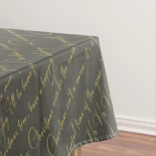 Green Gold Christmas Typography Pattern36 ID1009 Tablecloth