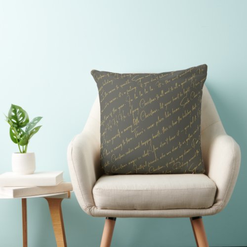 Green Gold Christmas Typography Pattern36 ID1009 Throw Pillow