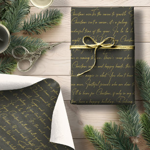 Green Gold Christmas Typography Pattern36 ID1009 Wrapping Paper