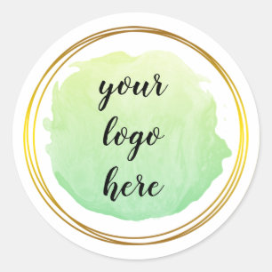 Green Gold Circle Rings Glitter Custom Logo  Classic Round Sticker