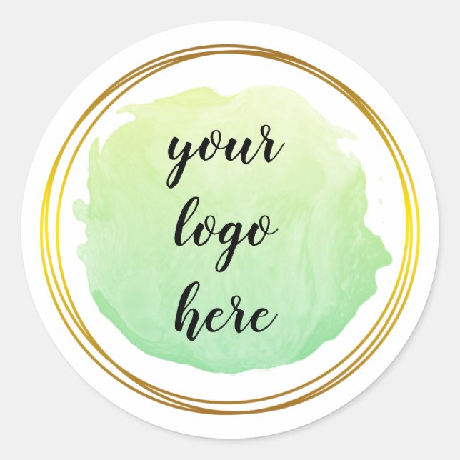 Green Gold Circle Rings Glitter Custom Logo  Classic Round Sticker (Front)