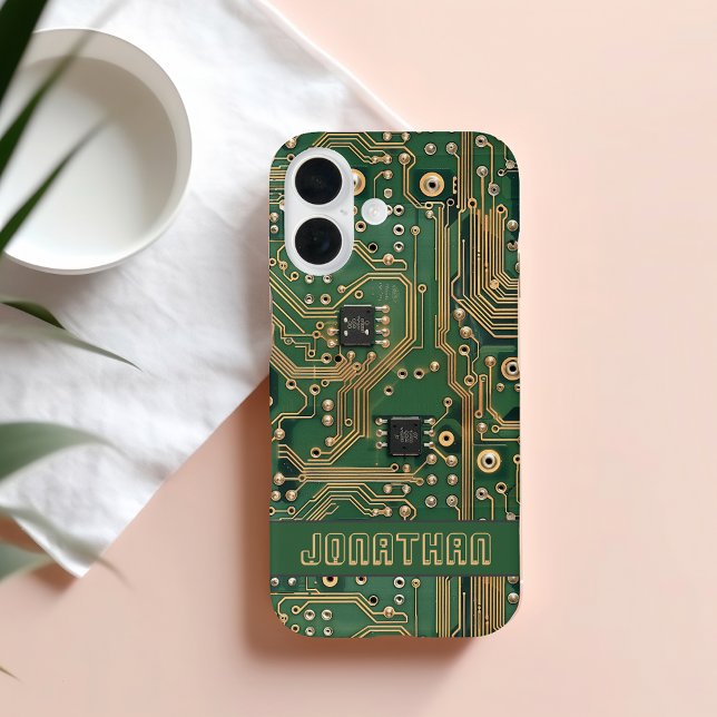 Green Gold Circuit Board Personalized  Case-Mate iPhone Case (Creator Uploaded)