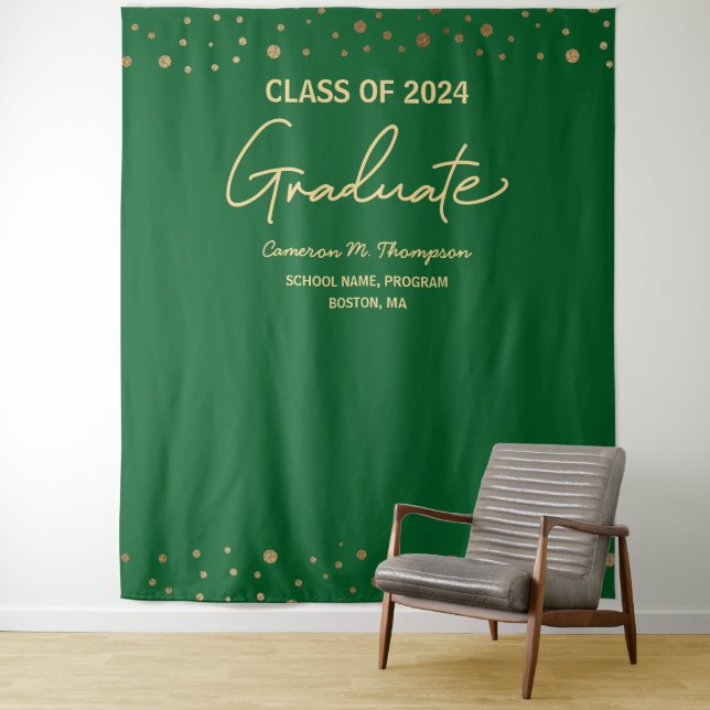 Green Gold Class 2024 backdrop graduation Custom (In Situ)