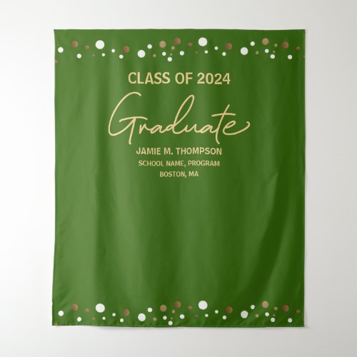 Green Gold Class of 2024 backdrop graduation