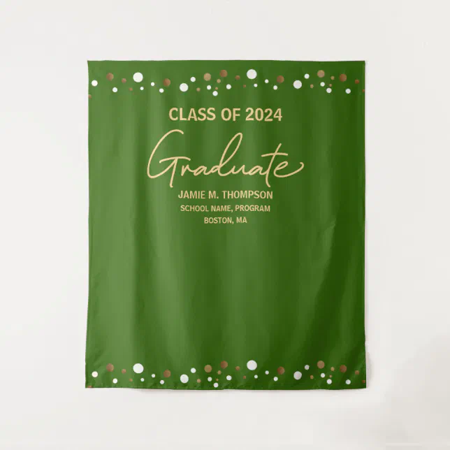 Green Gold Class of 2024 backdrop graduation | Zazzle