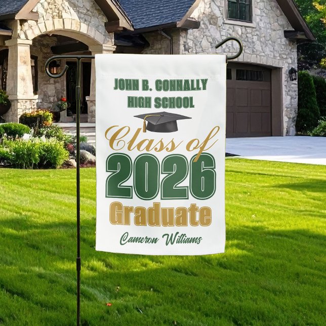Green Gold Class of 2026 Custom Graduation Garden Flag (Creator Uploaded)